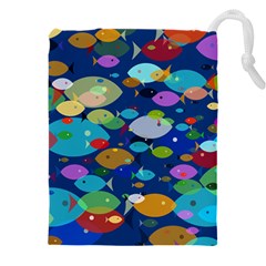 Illustrations Sea Fish Swimming Colors Drawstring Pouch (5xl)