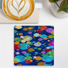 Illustrations Sea Fish Swimming Colors Uv Print Square Tile Coaster  by anzea