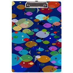 Illustrations Sea Fish Swimming Colors A4 Acrylic Clipboard