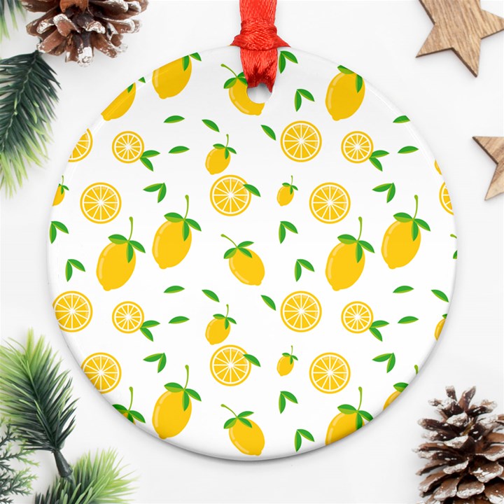 Illustrations Lemon Citrus Fruit Yellow Ornament (Round)