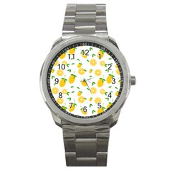 Illustrations Lemon Citrus Fruit Yellow Sport Metal Watch by anzea