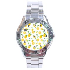 Illustrations Lemon Citrus Fruit Yellow Stainless Steel Analogue Watch