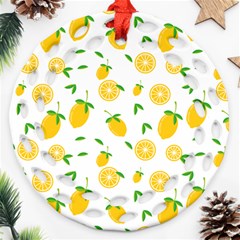 Illustrations Lemon Citrus Fruit Yellow Round Filigree Ornament (two Sides)