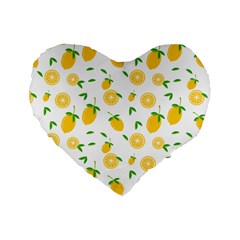 Illustrations Lemon Citrus Fruit Yellow Standard 16  Premium Heart Shape Cushions by anzea