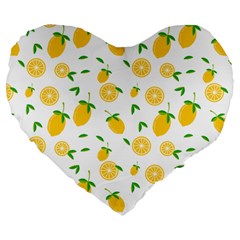 Illustrations Lemon Citrus Fruit Yellow Large 19  Premium Heart Shape Cushions by anzea