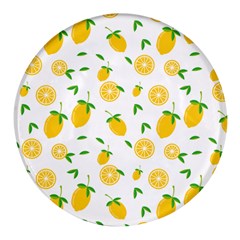 Illustrations Lemon Citrus Fruit Yellow Round Glass Fridge Magnet (4 Pack) by anzea