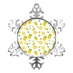 Illustrations Lemon Citrus Fruit Yellow Metal Small Snowflake Ornament by anzea