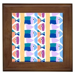 Illustrations Of Fish Texture Modulate Sea Pattern Framed Tile by anzea