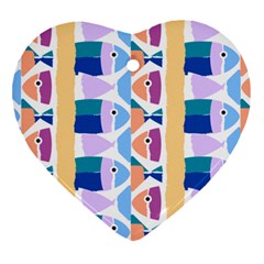 Illustrations Of Fish Texture Modulate Sea Pattern Ornament (heart) by anzea