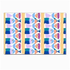 Illustrations Of Fish Texture Modulate Sea Pattern Postcard 4 x 6  (pkg Of 10) by anzea