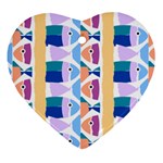 Illustrations Of Fish Texture Modulate Sea Pattern Heart Ornament (Two Sides) Back