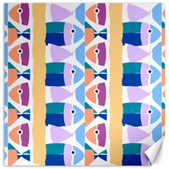 Illustrations Of Fish Texture Modulate Sea Pattern Canvas 16  X 16  by anzea