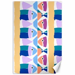 Illustrations Of Fish Texture Modulate Sea Pattern Canvas 24  X 36  by anzea