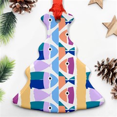 Illustrations Of Fish Texture Modulate Sea Pattern Ornament (christmas Tree) 