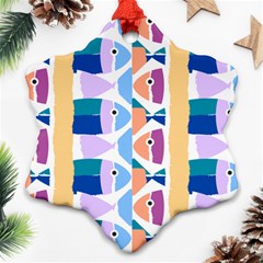 Illustrations Of Fish Texture Modulate Sea Pattern Snowflake Ornament (two Sides) by anzea