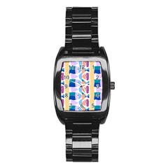 Illustrations Of Fish Texture Modulate Sea Pattern Stainless Steel Barrel Watch by anzea