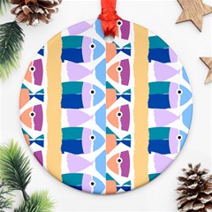 Illustrations Of Fish Texture Modulate Sea Pattern Ornament (round) by anzea