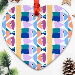 Illustrations Of Fish Texture Modulate Sea Pattern Ornament (heart)