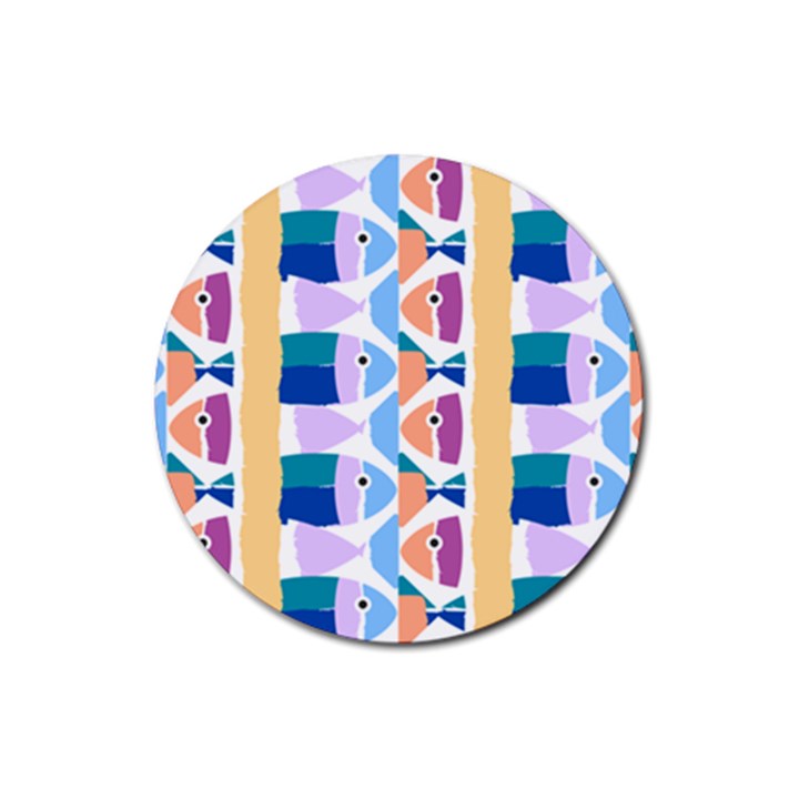 Illustrations Of Fish Texture Modulate Sea Pattern Rubber Coaster (Round)