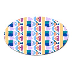 Illustrations Of Fish Texture Modulate Sea Pattern Oval Magnet