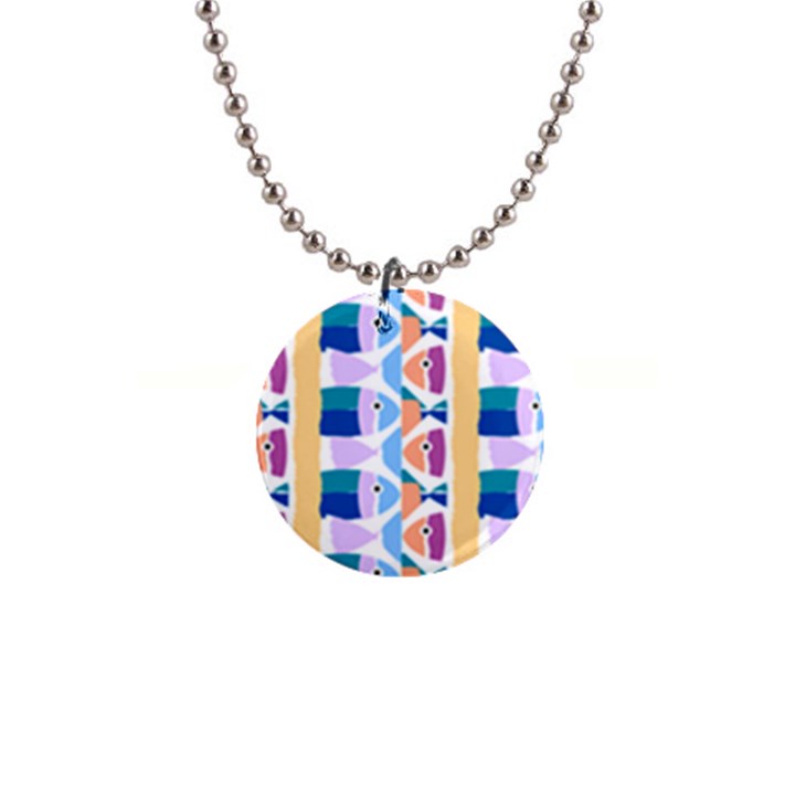 Illustrations Of Fish Texture Modulate Sea Pattern 1  Button Necklace