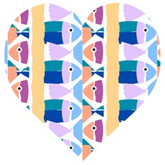 Illustrations Of Fish Texture Modulate Sea Pattern Wooden Puzzle Heart by anzea