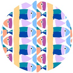 Illustrations Of Fish Texture Modulate Sea Pattern Wooden Puzzle Round by anzea