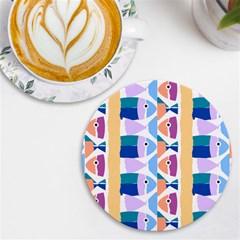 Illustrations Of Fish Texture Modulate Sea Pattern Uv Print Round Tile Coaster by anzea