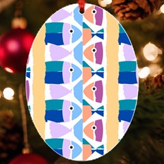 Illustrations Of Fish Texture Modulate Sea Pattern Uv Print Acrylic Ornament Oval by anzea