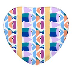 Illustrations Of Fish Texture Modulate Sea Pattern Heart Glass Fridge Magnet (4 Pack) by anzea