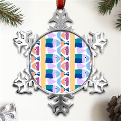 Illustrations Of Fish Texture Modulate Sea Pattern Metal Small Snowflake Ornament by anzea