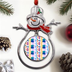 Illustrations Of Fish Texture Modulate Sea Pattern Metal Snowman Ornament by anzea