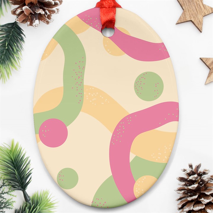 Line Pattern Dot Oval Ornament (Two Sides)