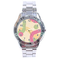 Line Pattern Dot Stainless Steel Analogue Watch