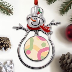 Line Pattern Dot Metal Snowman Ornament by anzea