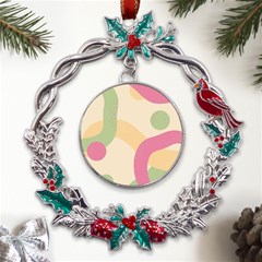 Line Pattern Dot Metal X mas Wreath Holly Leaf Ornament by anzea