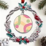 Line Pattern Dot Metal X mas Wreath Holly leaf Ornament Front