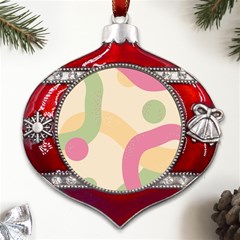 Line Pattern Dot Metal Snowflake And Bell Red Ornament by anzea