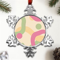 Line Pattern Dot Metal Small Snowflake Ornament by anzea