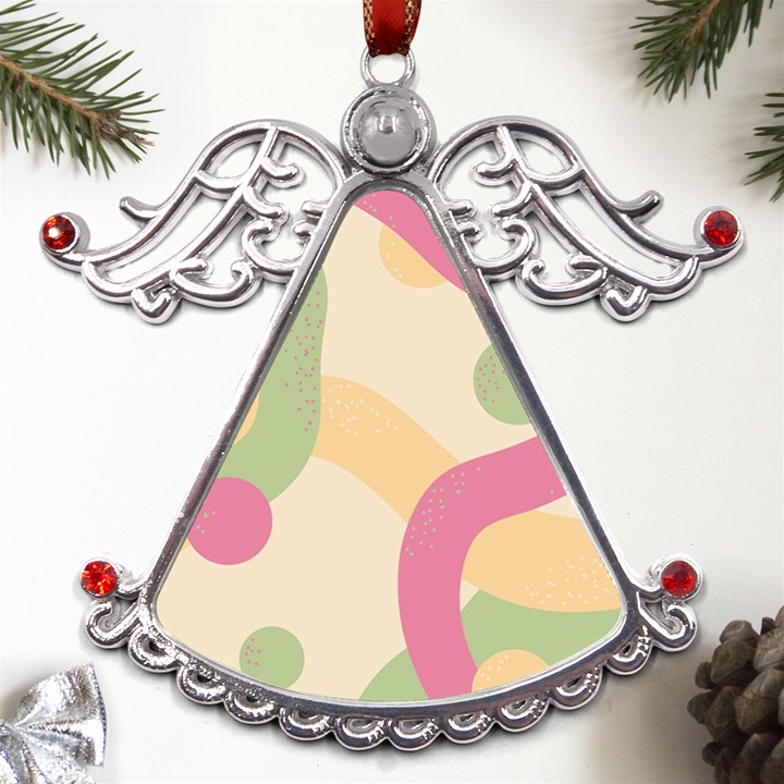 Line Pattern Dot Metal Angel with Crystal Ornament