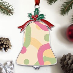 Line Pattern Dot Metal Holly Leaf Bell Ornament by anzea