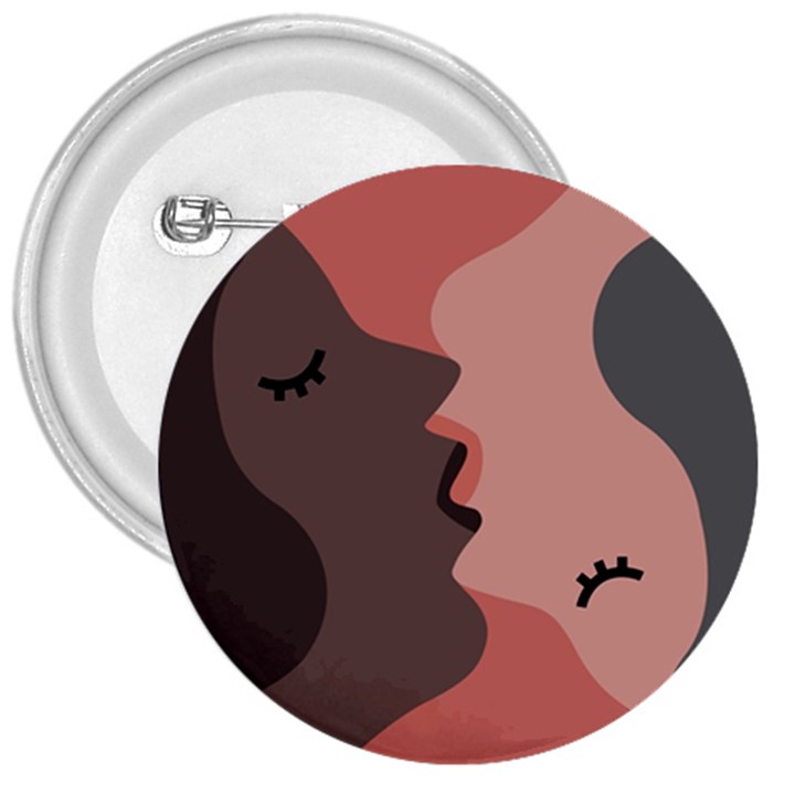 Illustrations Of Love And Kissing Women 3  Buttons