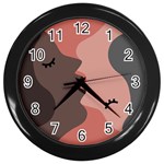 Illustrations Of Love And Kissing Women Wall Clock (Black) Front