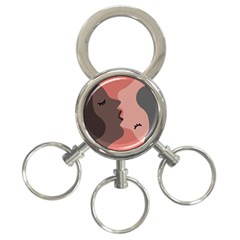 Illustrations Of Love And Kissing Women 3-ring Key Chain by anzea