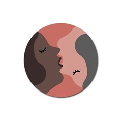 Illustrations Of Love And Kissing Women Magnet 3  (round) by anzea