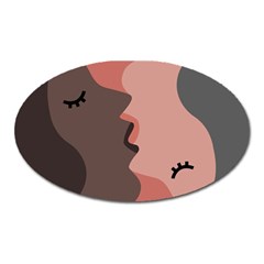 Illustrations Of Love And Kissing Women Oval Magnet by anzea