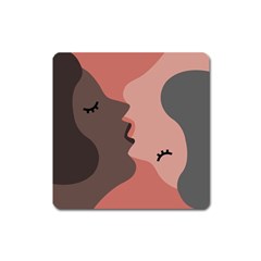 Illustrations Of Love And Kissing Women Square Magnet by anzea