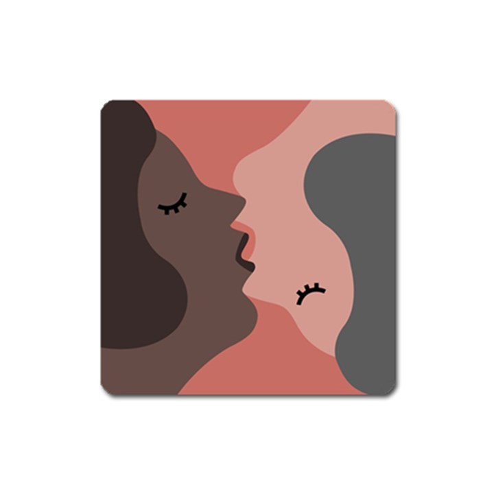 Illustrations Of Love And Kissing Women Square Magnet