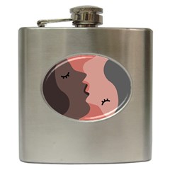 Illustrations Of Love And Kissing Women Hip Flask (6 Oz) by anzea