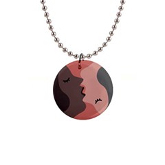 Illustrations Of Love And Kissing Women 1  Button Necklace by anzea